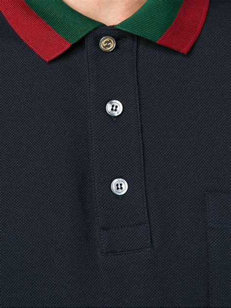 red and white gucci collar shirt|Gucci navy striped polo shirt.